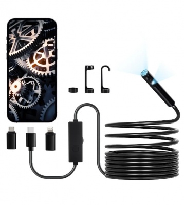 VEVOR  endoskopa  kamera  ar  gaismu , divu  objektīvu  peroskops  operētājsistēmām  Android  un  IOS, 1920P HD