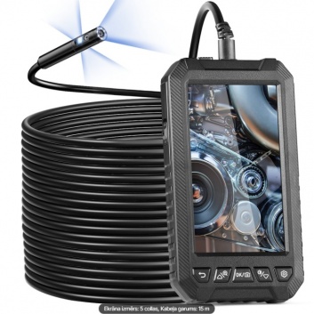 VEVOR  endoskopa  kamera  ar  apgaismojumu, trīskāršs  objektīvs , peroskops , 1499,6 cm kabelis , 12,7 cm  ekrāns