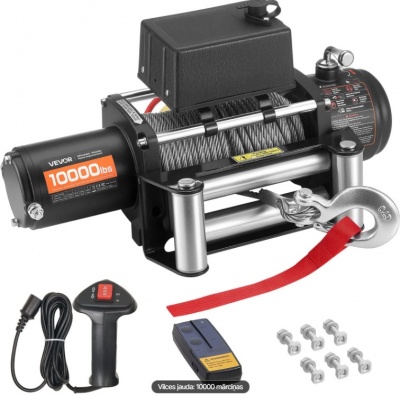 VEVOR  elektriskā  vinča, celtspēja  4500 kg, 12 V  līdzstrāvas  vinča  ar  Φ8,3 mm x 19,8 m  tērauda  trosi