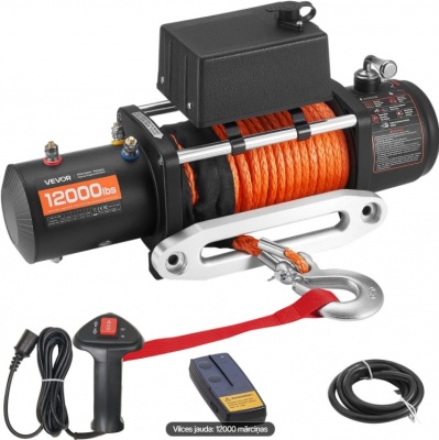 VEVOR  elektriskā  vinča, celtspēja 5400 kg, 12 V  līdzstrāvas  ar  Φ9,1 mm x 23 m  sintētisko  virvi