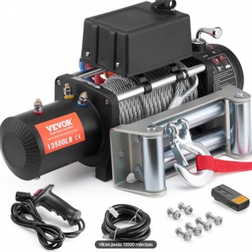 VEVOR  elektriskā  vinča  6123 kg  ar  tērauda  trosi , IP65  ūdensizturīgs , tālvadības  pults