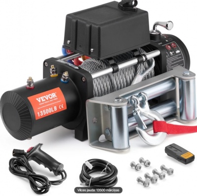 VEVOR  elektriskā  vinča  6123 kg  ar  tērauda  trosi , IP65  ūdensizturīgs , tālvadības  pults