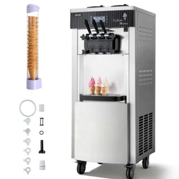 VEVOR  komerciālā  saldējuma  mašīna, 20–28 l/h  ražība , 2200W , 3 garšu