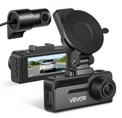VEVOR  priekšējais  un  aizmugurējais  videoreģistrators , 4K+1080P, iekļauta  32 GB  karte , divu  kanālu  videoreģistrators ar  iebūvētu  GPS