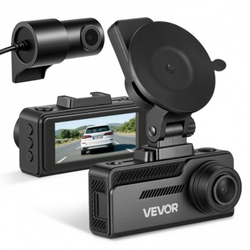 VEVOR  priekšējais  un  aizmugurējais  videoreģistrators , 4K+1080P, iekļauta  32 GB  karte , divu  kanālu  videoreģistrators ar  iebūvētu  GPS