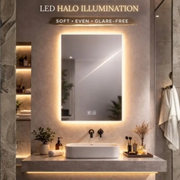 Lux Vanity  LV-2720: Pie  sienas  stiprināms  taisnstūra  vannas  istabas  spogulis  ar  apgaismojumu – 60 x 80 cm