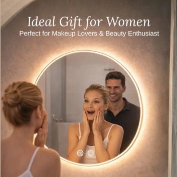 Lux Vanity  LV-2706: Pie  sienas  stiprināms  apaļš  vannas  istabas  spogulis  ar  apgaismojumu – 80 cm