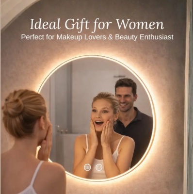 Lux Vanity  LV-2706: Pie  sienas  stiprināms  apaļš  vannas  istabas  spogulis  ar  apgaismojumu – 80 cm