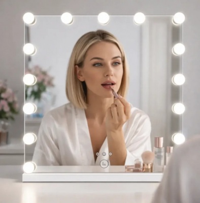 Lux Vanity  LV-2669: 15  regulējamas  LED spuldzes , kvadrātveida  Holivudas  spogulis - 100 x 100 cm