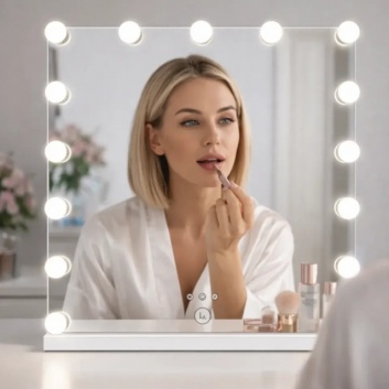 Lux Vanity  LV-2669: 15  regulējamas  LED spuldzes , kvadrātveida  Holivudas  spogulis - 100 x 100 cm