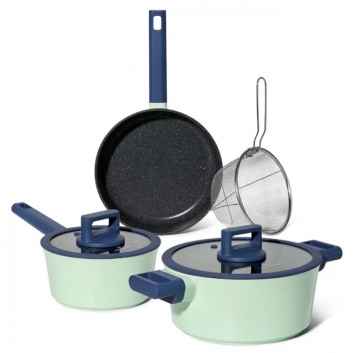 Just Perfecto  JL-333: 6 daļu  marmora  pārklājuma  virtuves  piederumu  komplekts  ar  gumijas  malu - zaļš