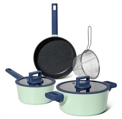 Just Perfecto  JL-333: 6 daļu  marmora  pārklājuma  virtuves  piederumu  komplekts  ar  gumijas  malu - zaļš