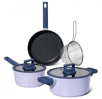 Just Perfecto  JL-330: 6 daļu  marmora  pārklājuma  virtuves  piederumu  komplekts  ar  blīvējošu  vāku - zils