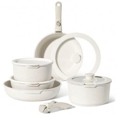 Just Perfecto  JL999: 11 daļu  granīta  virtuves  piederumu  komplekts  ar  noņemamu  rokturi - bēšs