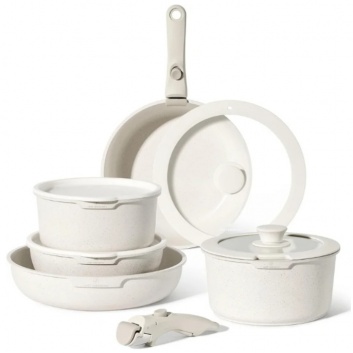 Just Perfecto  JL999: 11 daļu  granīta  virtuves  piederumu  komplekts  ar  noņemamu  rokturi - bēšs