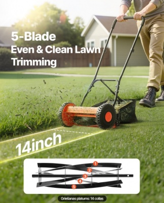 VEVOR  stumjamais  zāles  pļāvējs  ar  ruļļiem , 35 cm , 5 asmeņi