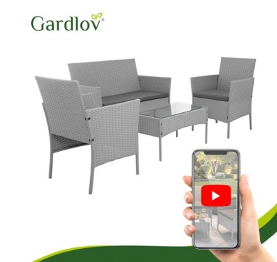 Gardlov  pelēkas  rotangpalmas  dārza  mēbeļu  komplekts