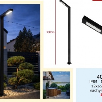LED  dārza  lampa  50W  Posti , 350cm , 120° , 4000K , melna