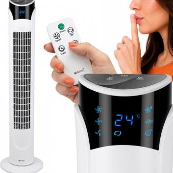 90 cm balts  kolonnas  ventilators + tālvadības  pults