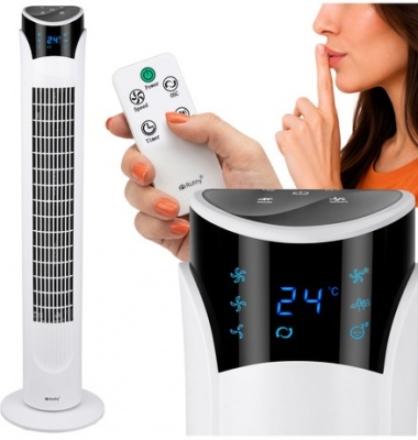 90 cm balts  kolonnas  ventilators + tālvadības  pults