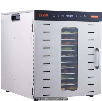 VEVOR  10 paplāšu  pārtikas  žāvētājs , nerūsējošais  tērauds , 1000 W