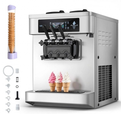 VEVOR  komerciālā  saldējuma  mašīna, 20–28 l/h  ražība, 2200 W