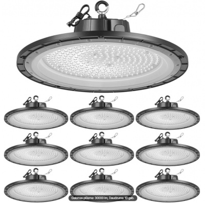 VEVOR 10 gab LED  gaismekļu komplekts, 5000K ,200W ,30000LM Super spilgti UFO LED noliktavas  gaismekļi, IP65 ūdensizturīgi, 100–277 V