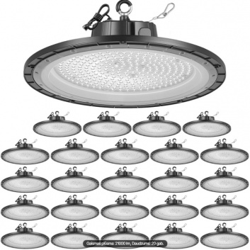 VEVOR  20  gab LED augstfrekvences gaismekļi, 5000K , 150W,  21000LM  Super spilgti UFO LED noliktavas veikala gaismekļi, IP65