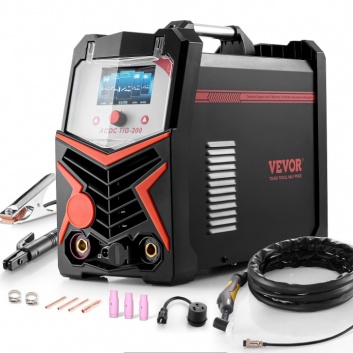 VEVOR TIG metināšanas iekārta, 200A 6-in-1 alumīnija metināšanas iekārta (LED displejs) - AC TIG/DC TIG/AC Impulse TIG/DC Impulse TIG/Spot TIG/MMA