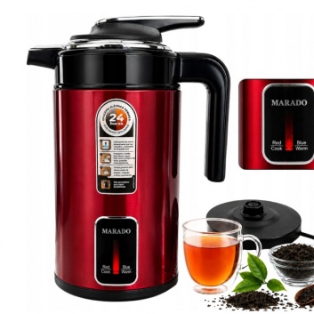 Bezvadu  elektriskā  tējkannu-termos, klusa , 3,5 l , 1500 w , sarkana