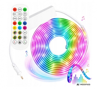 Neon  led  lenta 5 m  rgb , bluetooth  lietošanas  programma , tālvadības  pults , ārējai  un  iekšējai  lietošanai , ūdensizturīga