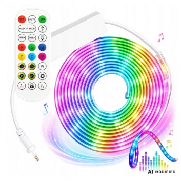 Neon  led  lenta 5 m  rgb , bluetooth  lietošanas  programma , tālvadības  pults , ārējai  un  iekšējai  lietošanai , ūdensizturīga