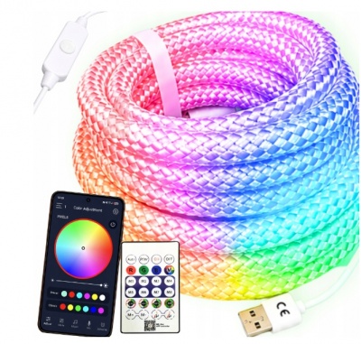 RGB  NEON  GAISMAS  LENTA, ŪDENSIZTURĪGA , AR  TĀLVAdĪBU  UN  TAIMERI, IP67