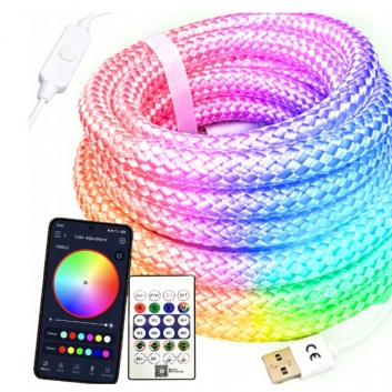 RGB  NEON  GAISMAS  LENTA, ŪDENSIZTURĪGA , AR  TĀLVAdĪBU  UN  TAIMERI, IP67