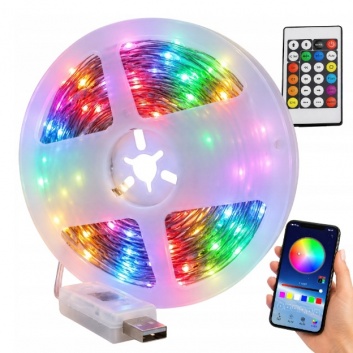 Āram  derīga  ūdensizturīga  rgb  led  lente, ip65, usb, bluetooth,  10 m, tālvadības  pults