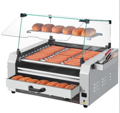 VEVOR  30 hotdogu  11 rullīši, nerūsējošā  tērauda  desu  grila  plīts, 2400 W