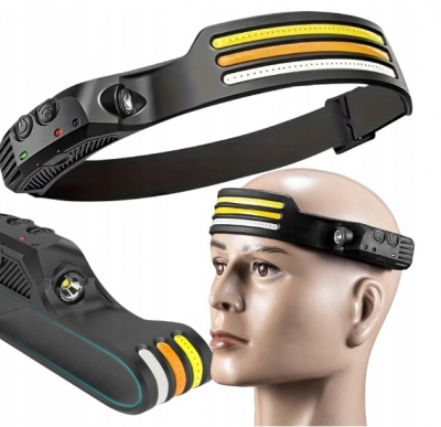 LED  galvas  lukturis  ar  USB  un  kustību  sensoru, 3 led  joslas