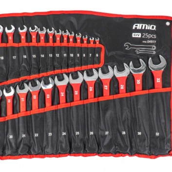 Kombinētās  uzgriežņu  atslēgas  CRV  6-32 mm , 25 gab. AMIO-04977