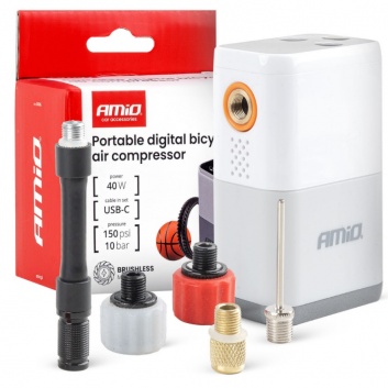 Pārnēsājams  digitālais velosipēda  gaisa  kompresors  40W , USB-C  AMIO-04946
